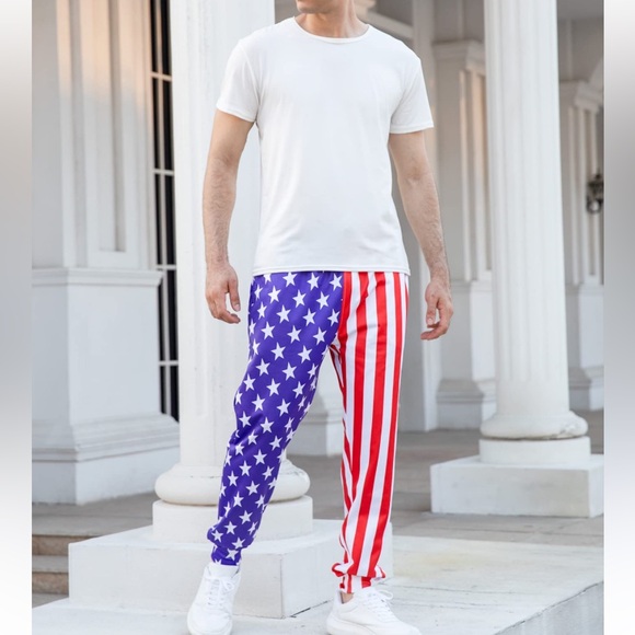 Red and White Track Pants with Elastic Waistband - Picture 12 of 12